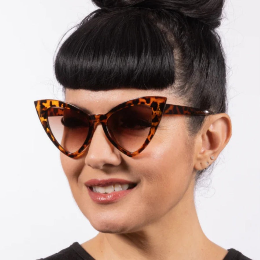 Lux de Ville Victorian Cat Eye Leopard Oversized Sunglasses