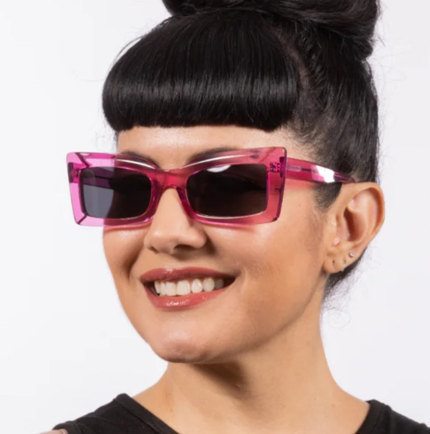 Lux de Ville Ruby Vintage Style Square Pink Sunglasses