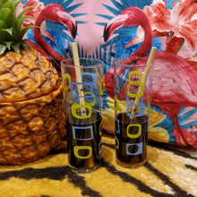 Load image into Gallery viewer, Midcentury Blue &amp; Green Atomic Style Zombie Tiki Cocktail Glass
