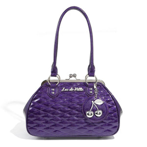 Lux de Ville Poisonous Purple Wild Cherry Kiss Lock Handbag