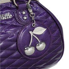 Load image into Gallery viewer, Lux de Ville Poisonous Purple Wild Cherry Kiss Lock Handbag
