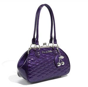 Lux de Ville Poisonous Purple Wild Cherry Kiss Lock Handbag