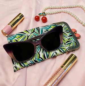 Green Tropical Fern Vintage Style Eyeglass Case