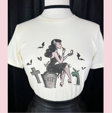 Load image into Gallery viewer, Mischief Made Graveyard Glamour Ladies Fitted Tee Ivory
