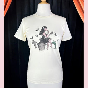 Mischief Made Graveyard Glamour Ladies Fitted Tee Ivory