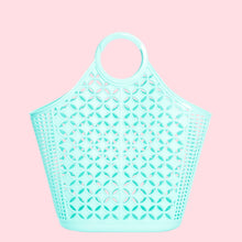 Load image into Gallery viewer, Mid Century Inspired Atomic Tote Bag Seafoam
