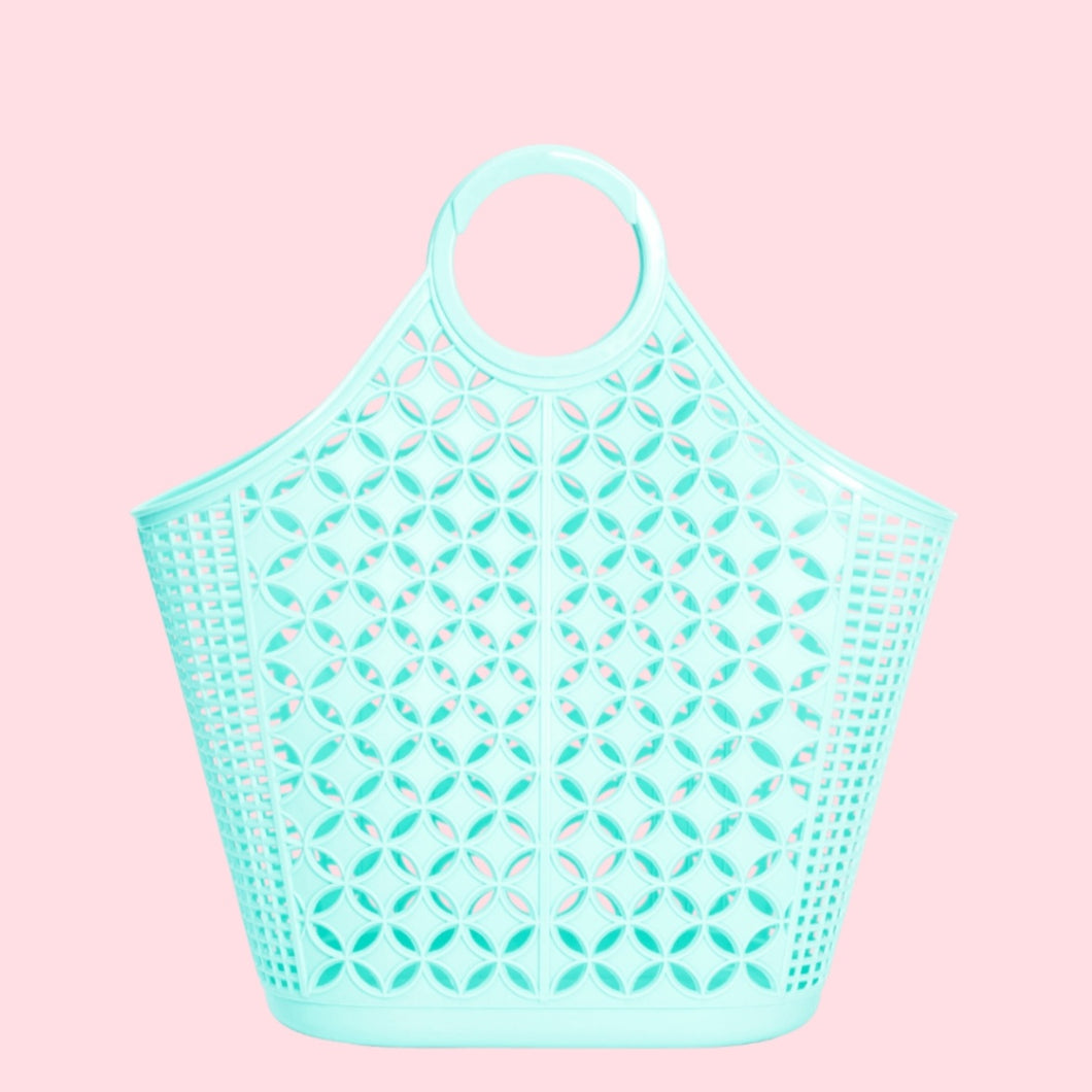 Mid Century Inspired Atomic Tote Bag Seafoam