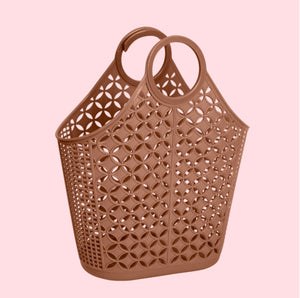 Mid Century Inspired Atomic Tote Bag Mocha