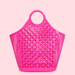 Mid Century Inspired Atomic Tote Bag Berry Pink