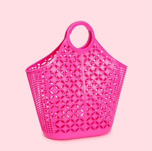 Mid Century Inspired Atomic Tote Bag Berry Pink