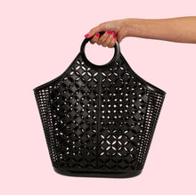 Load image into Gallery viewer, Mid Century Inspired Atomic Tote Bag Black

