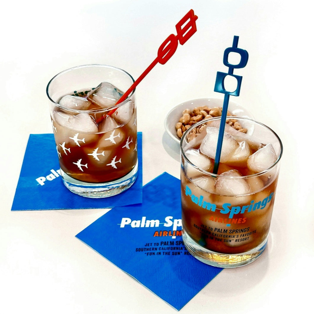 Palm Springs Airlines old Fashioned Rocks Cocktail Glass