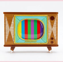 Load image into Gallery viewer, Lipstick &amp; Chrome Tune In Customisable Retro TV Acrylic Brooch
