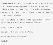 Load image into Gallery viewer, Starlight Vintage Cosmetics A Salute In Red Lipstick 1940s
