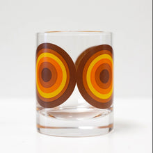 Load image into Gallery viewer, Brown Mid Century Circles Old Fashioned Rocks Cocktail Glass

