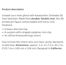 Load image into Gallery viewer, Zombabe 3D Vinyl Bag Charm Keyring
