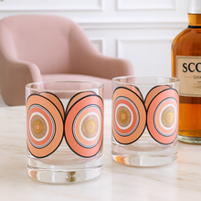 Load image into Gallery viewer, Pink Mid Century Circles Old Fashioned Rocks Cocktail Glass
