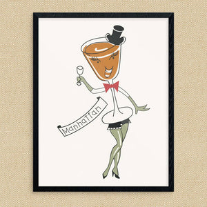 Dancing Manhattan Cocktail 28x35.5 Vintage Art Print