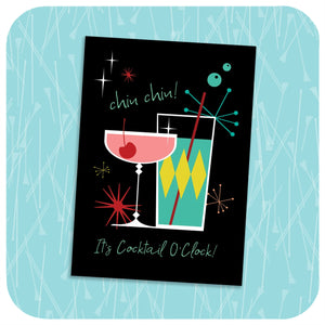 Chin Chin It's Cocktail O'clock Greetings Card