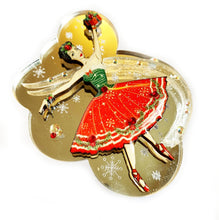 Load image into Gallery viewer, Beautiful Ballerina Mirrored Christmas Brooch
