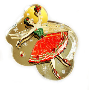 Beautiful Ballerina Mirrored Christmas Brooch