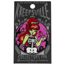 Load image into Gallery viewer, Zombie Girl Moon Glow Enamel Pin
