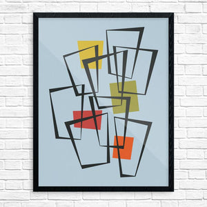 Abstract Cocktail Glasses 28x35.5 Mid Century Unframed Art Print