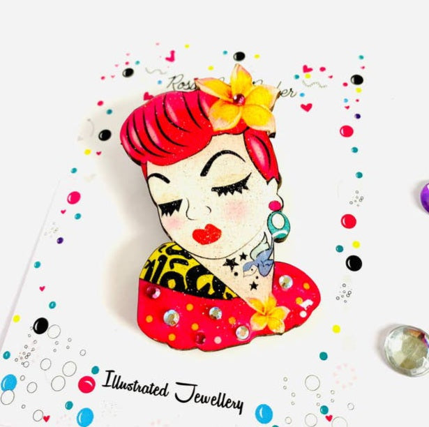 Rockabilly Girl Pin Brooch