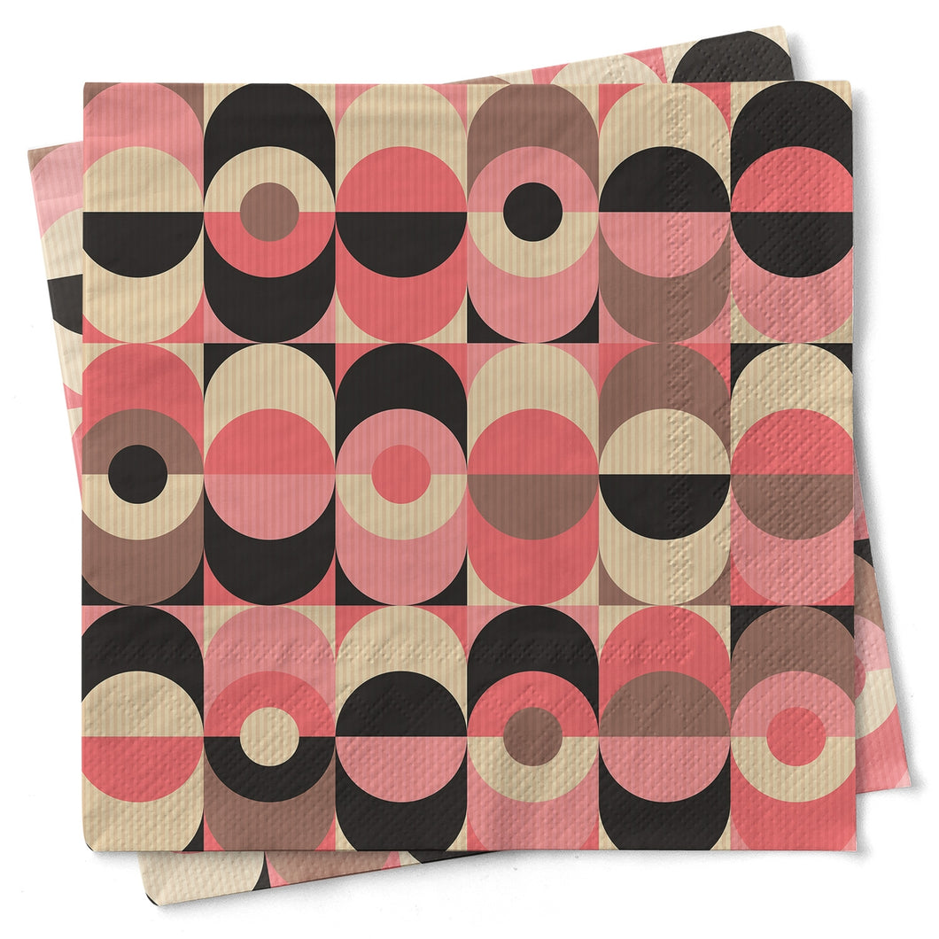 Pink & Black Mid Century Design Cocktail Napkins