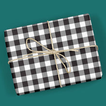 Load image into Gallery viewer, Black &amp; White Buffalo Plaid Gift Wrapping Paper

