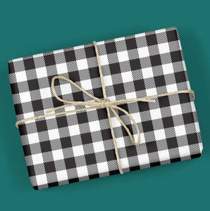 Black & White Buffalo Plaid Gift Wrapping Paper