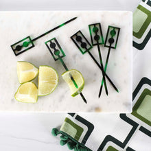 Load image into Gallery viewer, Mid Century Style Green Tortoise Cocktail &amp; Appetiser Picks
