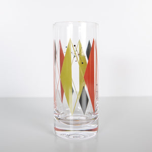 Mid Century Atomic Diamond Collins Highball Cocktail Glass