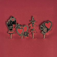 Load image into Gallery viewer, Vintage Heart Tattoo Cocktail Picks

