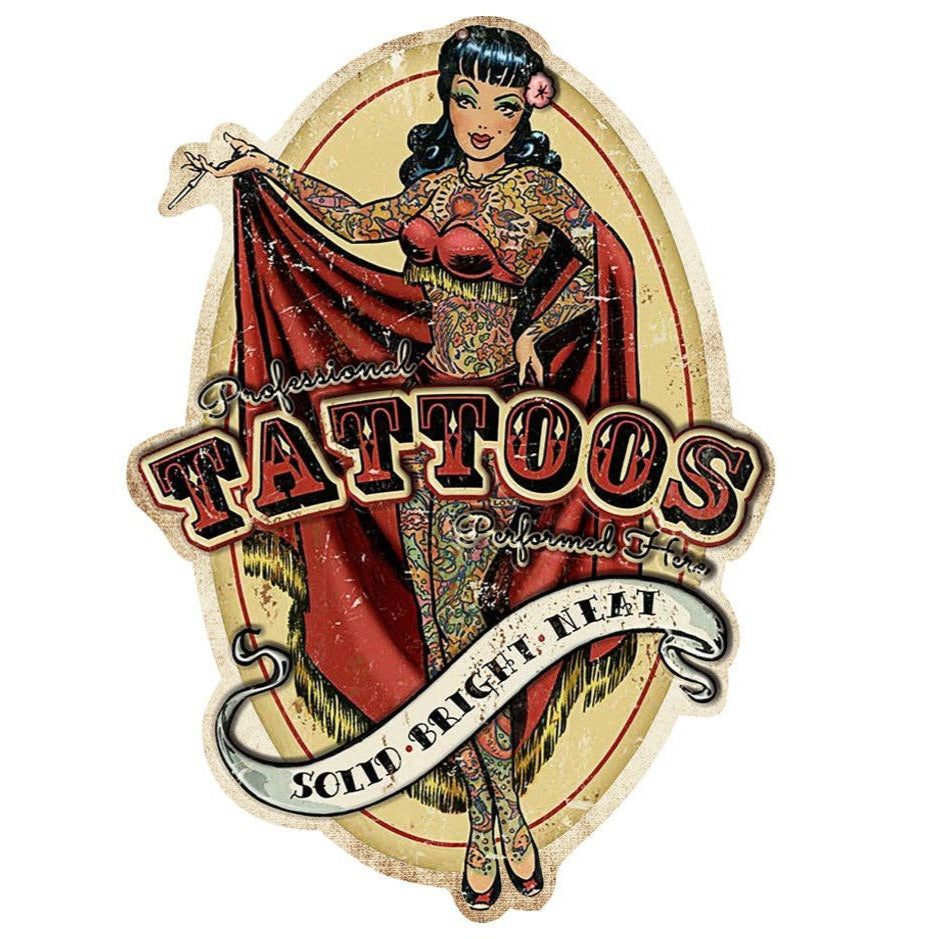 Tattoos Solid Bright Neat Large XL 3D Vintage Metal Sign