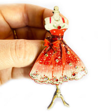 Load image into Gallery viewer, 50s Dressmakers Mannequin Christmas Brooch
