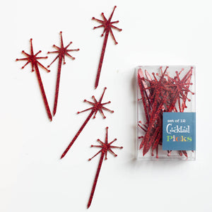 Red Atomic Starburst Cocktail Picks