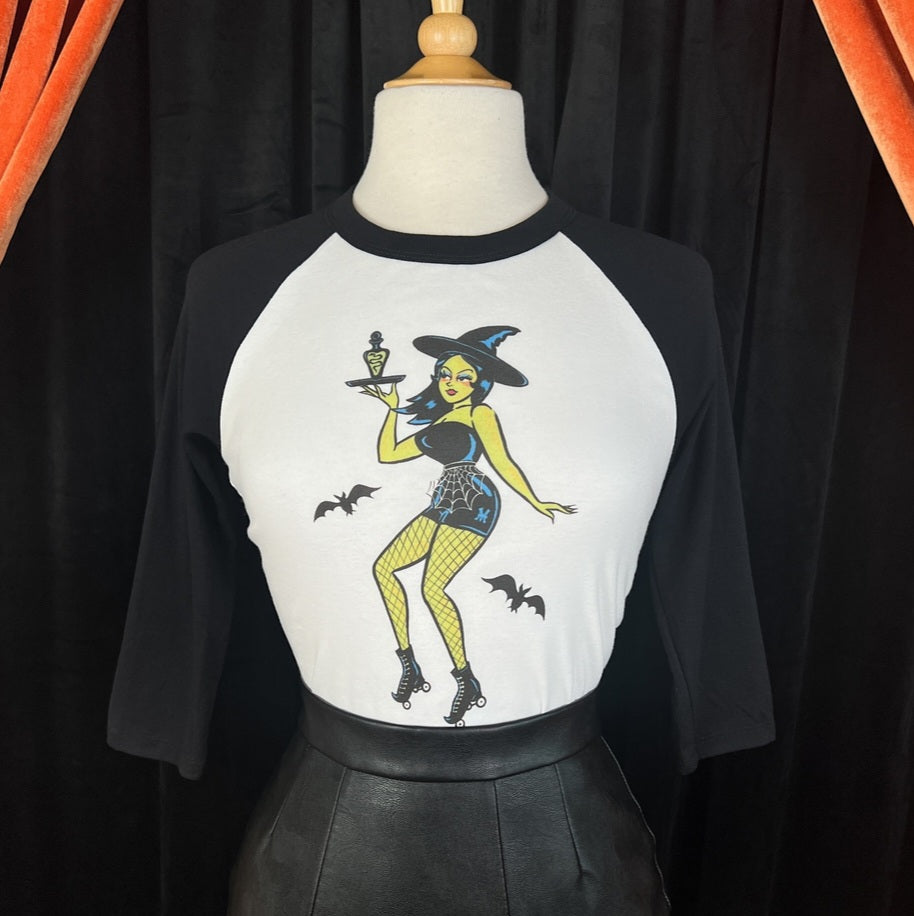 Mischief Made Roller Hex 3/4 Sleeve Raglan Ladies Tee
