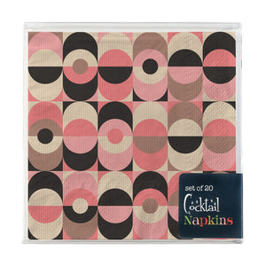 Pink & Black Mid Century Design Cocktail Napkins