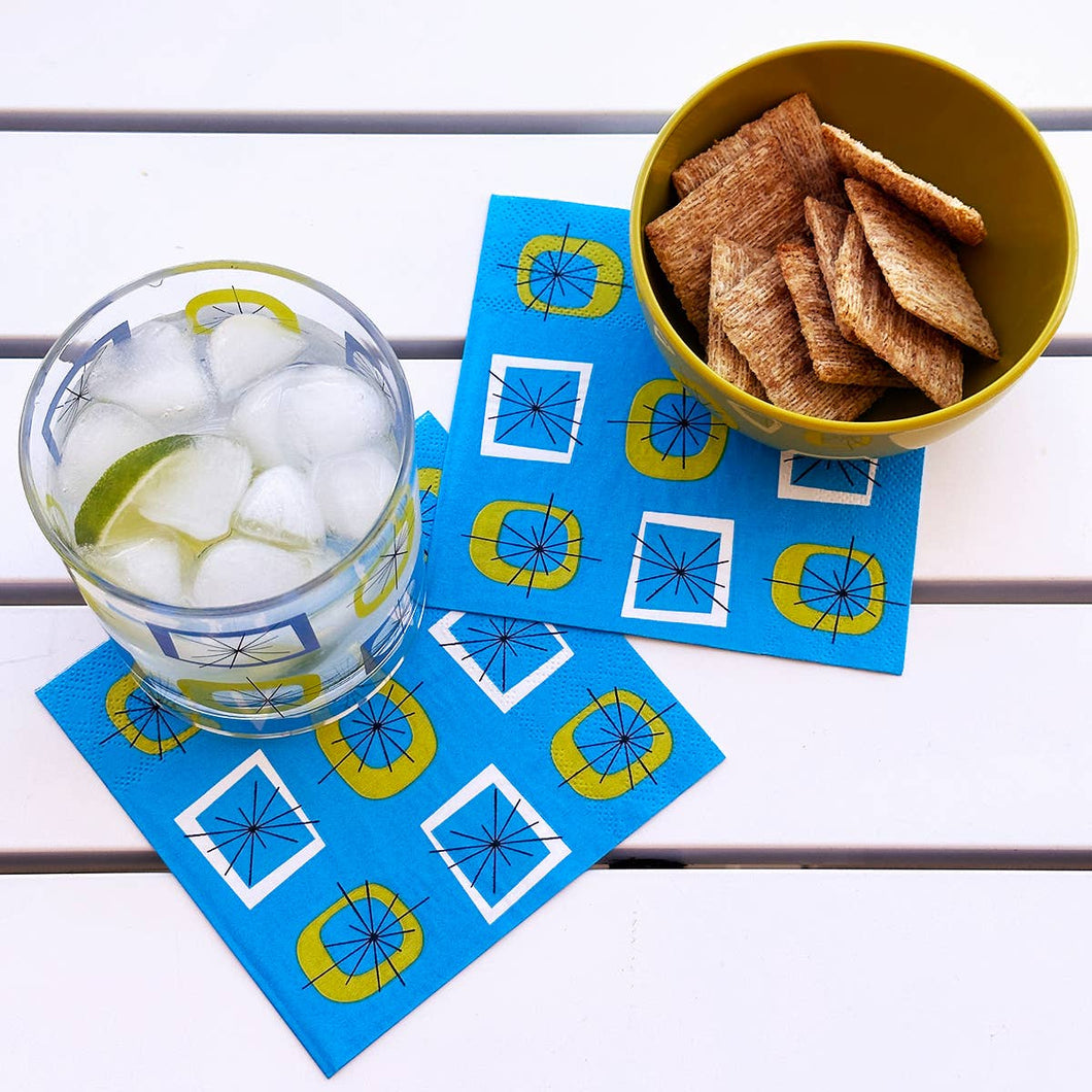 Blue Atomic Cocktail Napkins