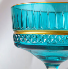 Load image into Gallery viewer, Blue Handmade Vintage Crystal Cocktail Coupe
