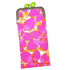 Pink Leaf Vintage Style Eyeglass Case