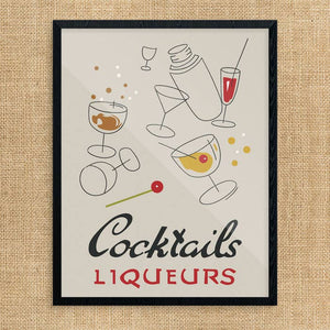 Cocktails Liqueurs 28x35.5 Mid Century Unframed Art Print