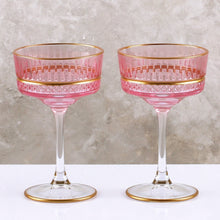 Load image into Gallery viewer, Pink Handmade Vintage Crystal Cocktail Coupe
