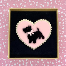 Load image into Gallery viewer, Scottie Dog In Pink Love Heart Brooch
