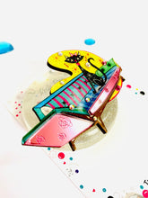 Load image into Gallery viewer, Mid Century Atomic Cat On Sofa Pin Brooch
