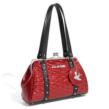 Load image into Gallery viewer, Lux de Ville Red Rum Love Bird Kiss Lock Handbag
