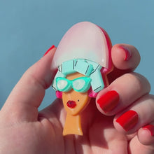 Load and play video in Gallery viewer, Erstwilder Fancy New Do Acrylic Brooch
