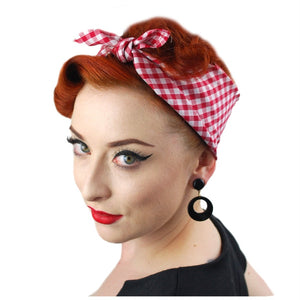 Inkabilly Gingham Bandana In Red, Black, Pink & Lt Blue