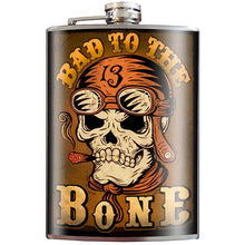 Load image into Gallery viewer, Bad To The Bone Hip Flask
